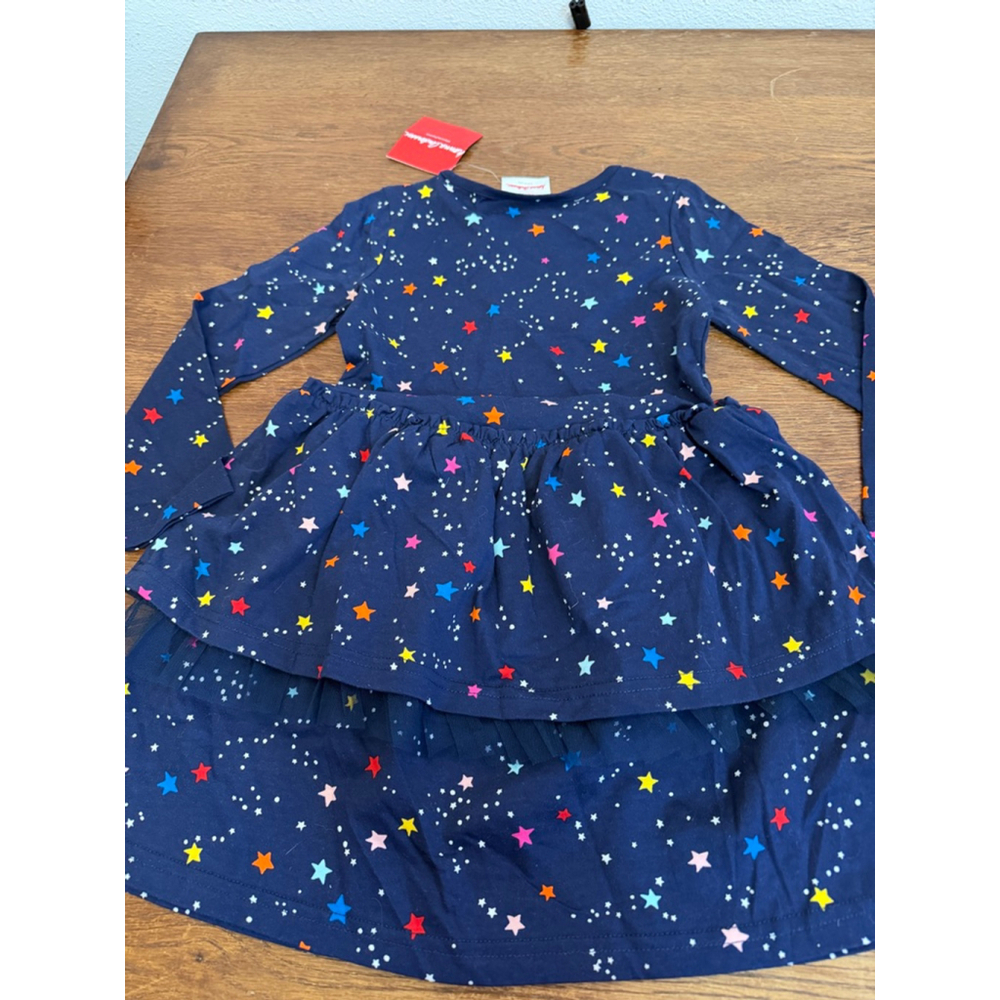 Hanna Andersson Star Dress 110 5 NWT Navy Long Sleeve Tiered Tulle Skirt